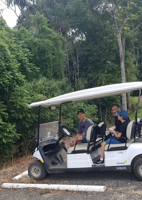 Hire a golf cart at the Maleny Botanic Gardens